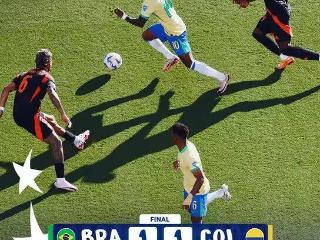 美洲杯-拉菲尼亚任意球破门 巴西1-1哥伦比亚将战乌拉圭