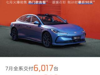 智己汽车 7 月全系交付 6017 台，同比增长 249%