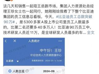 比亚迪员工破90万！技术研发团队近11万，新能源巨头如何搅动市场