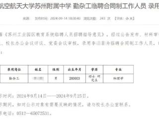 物理学硕士拟被聘为高中勤杂工？学校：失误，实为本科