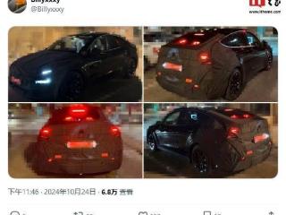 特斯拉新款 Model Y 路测照曝光，前脸升级分体式大灯