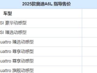 2025款奥迪A6L上市！共6款车型，提供两种动力，售价42.79万起