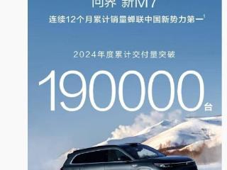 鸿蒙智行问界新 M7 汽车 2024 年度累计交付量突破 19 万辆